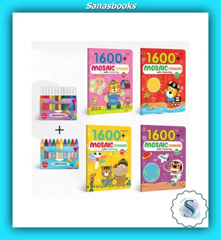 1600+ Mosaic Stickers with Colouring Books